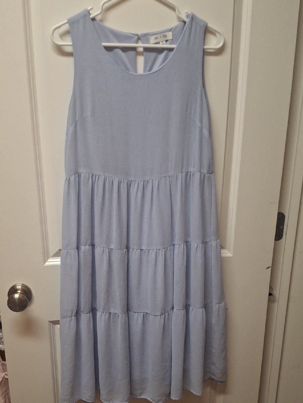 She & Sky Light Blue Sleeveless Tiered Dress